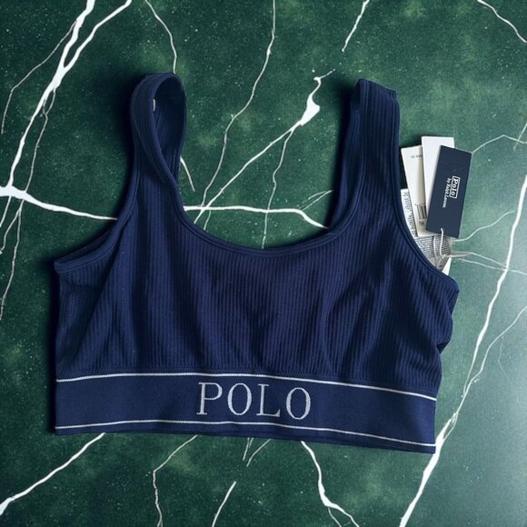 POLO Ralph Lauren Navy Blue Ribbed Bra Size XXL NEW NWT - Picture 1 of 7